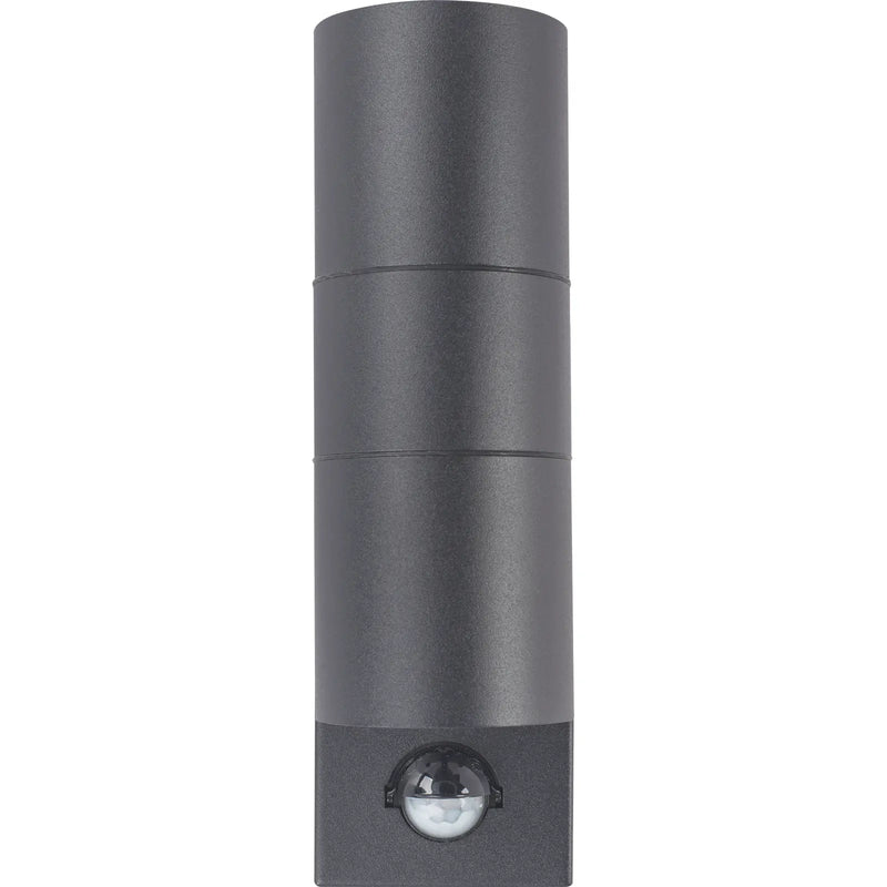 Luceco Azurar Wall Light - Exterior decorative up / down wall light GU10 with PIR finished in slate grey