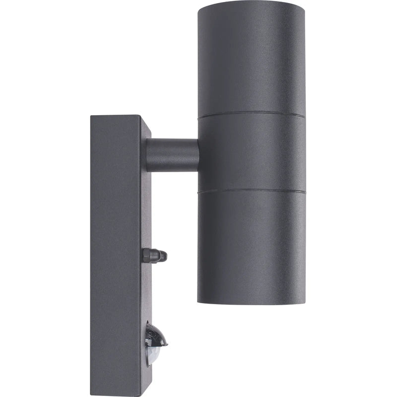 Luceco Azurar Wall Light - Exterior decorative up / down wall light GU10 with PIR finished in slate grey