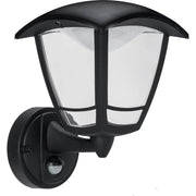 Luceco Coach Lantern - Exterior LED PIR Coach Lantern 4 Panel Bottom Arm 640lm 8w 4000k Ip44 Black