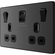 BG Electrical Evolve Black Chrome - Double switched single pole, with USB A + C (22W)