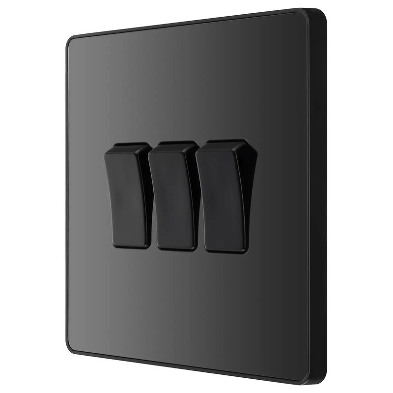 BG Electrical Evolve Black Chrome - Triple, 2 way switch