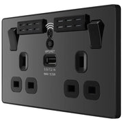 BG Electrical Evolve Black Chrome - Double, switched, single pole, WiFi Extender + USB A