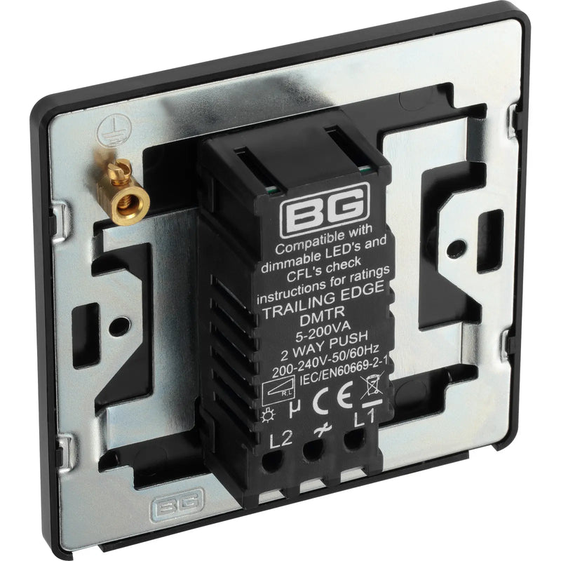 BG Electrical Evolve Black Chrome - Single, 2 way push 200W