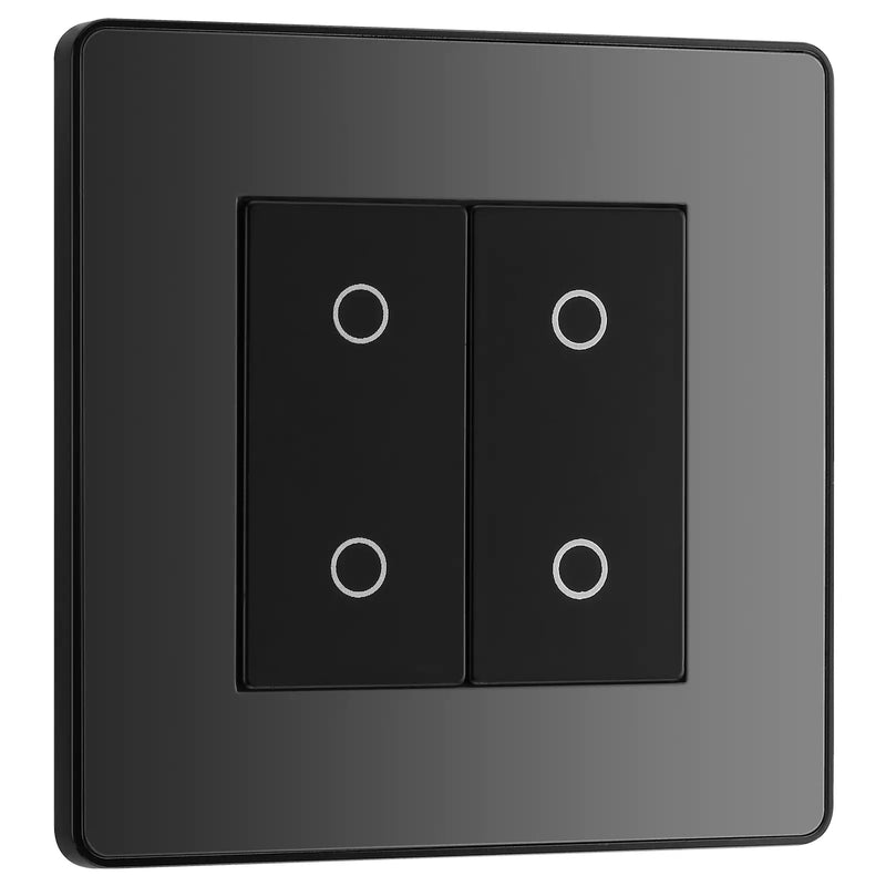 BG Electrical Evolve Black Chrome - Double, 2 way touch, 200W, master