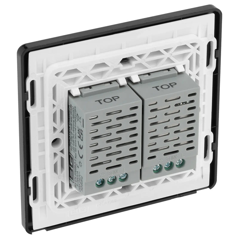 BG Electrical Evolve Black Chrome - Double, 2 way touch, 200W, master