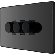 BG Electrical Evolve Black Chrome - Triple, 2 way push 200W