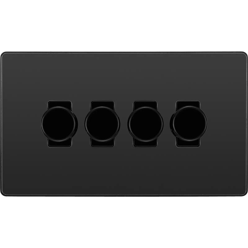 BG Electrical Evolve Black Chrome - Quadruple, 2 way push 200W