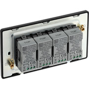 BG Electrical Evolve Black Chrome - Quadruple, 2 way push 200W