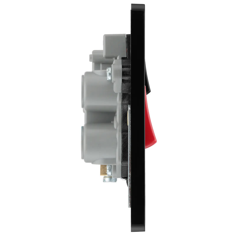 BG Electrical Evolve Black Chrome - 45A double pole with switched socket and indicators
