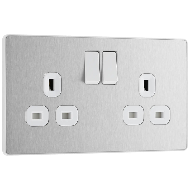BG Electrical Evolve Brushed Steel - Double, switched, single pole