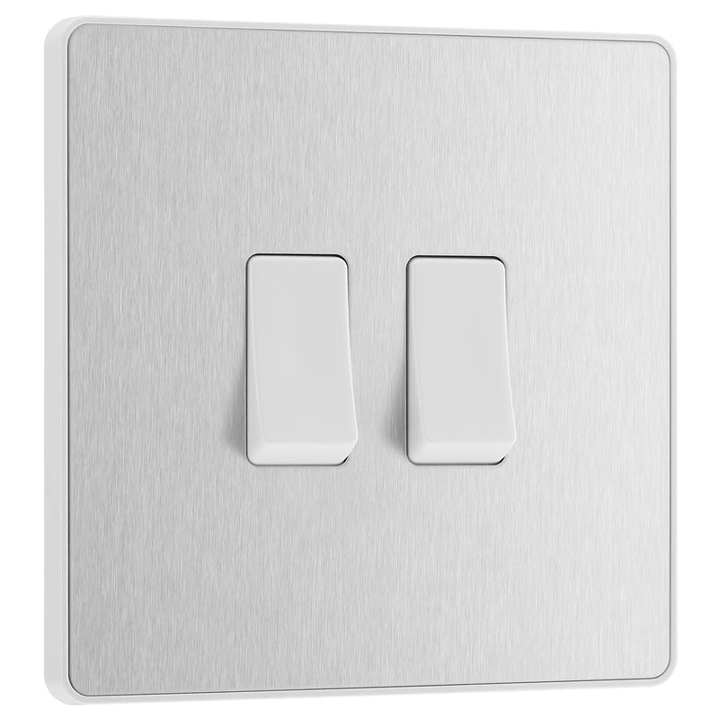 BG Electrical Evolve Brushed Steel - Double, 2 way switch