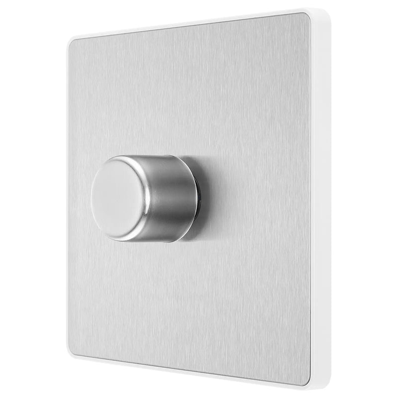 BG Electrical Evolve Brushed Steel - Single, 2 way push 200W