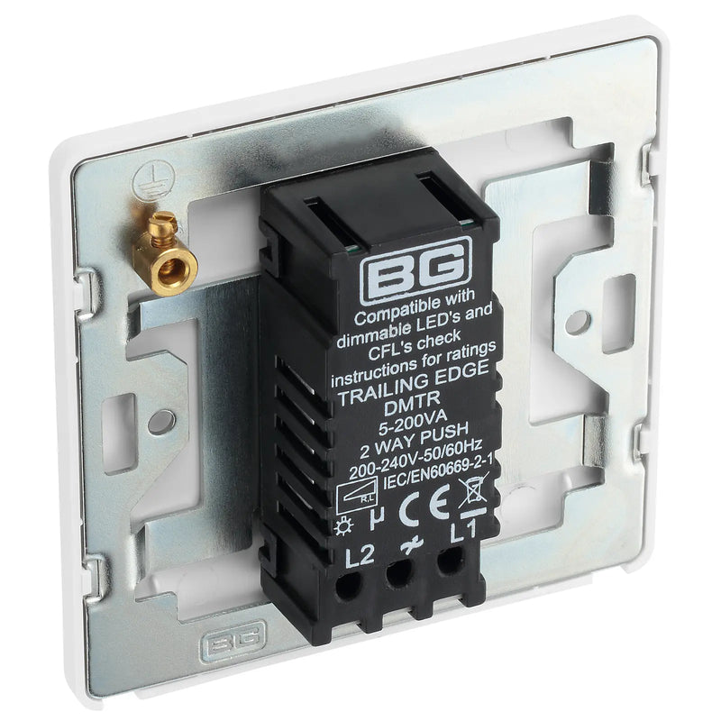 BG Electrical Evolve Brushed Steel - Single, 2 way push 200W