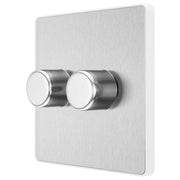 BG Electrical Evolve Brushed Steel - Double, 2 way push 200W