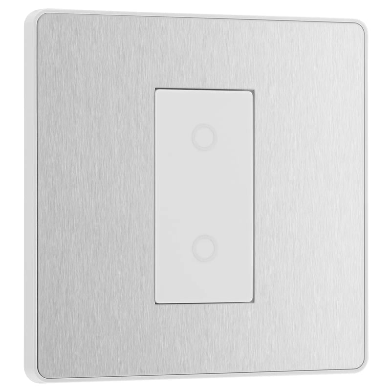 BG Electrical Evolve Brushed Steel - Single, 2 way touch, 200W, secondary