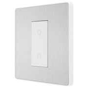 BG Electrical Evolve Brushed Steel - Single, 2 way touch, 200W, secondary