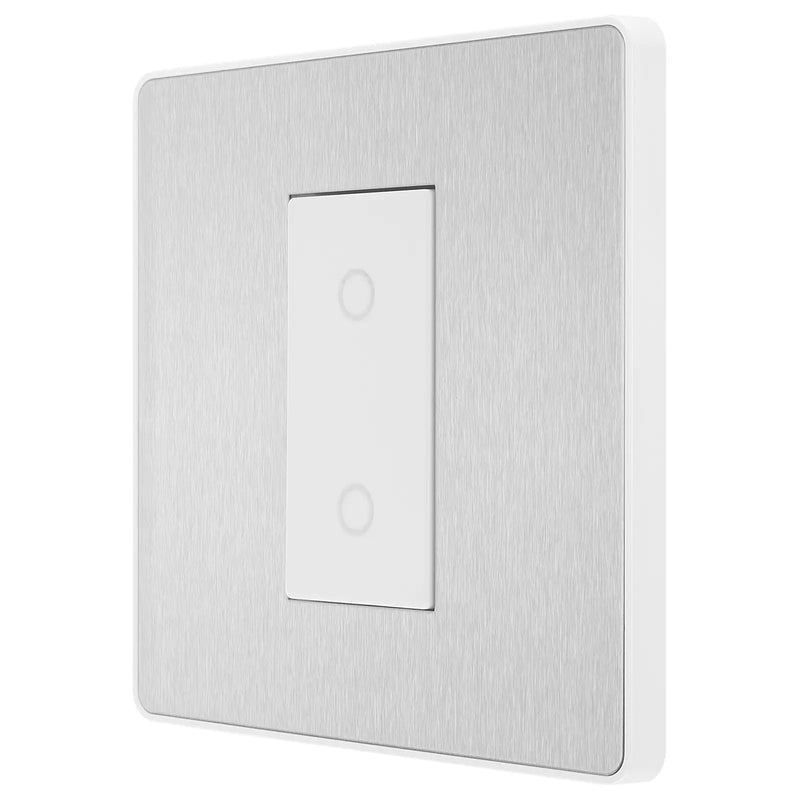 BG Electrical Evolve Brushed Steel - Single, 2 way touch, 200W, secondary