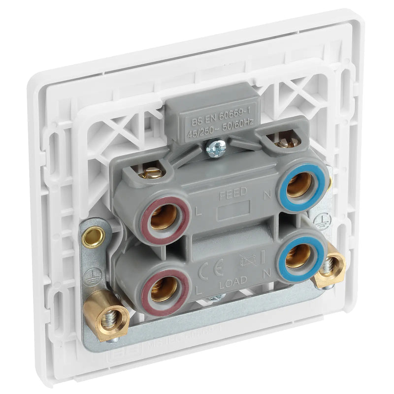 BG Electrical Evolve Brushed Steel - 45A, double pole, single plate, with indicator