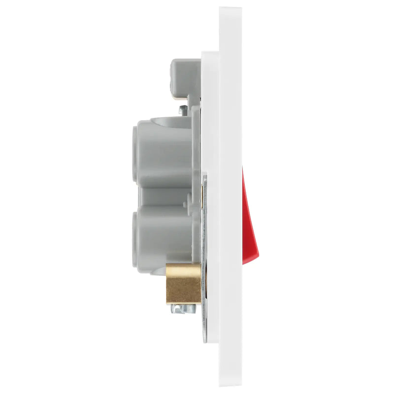 BG Electrical Evolve Brushed Steel - 45A, double pole, single plate, with indicator