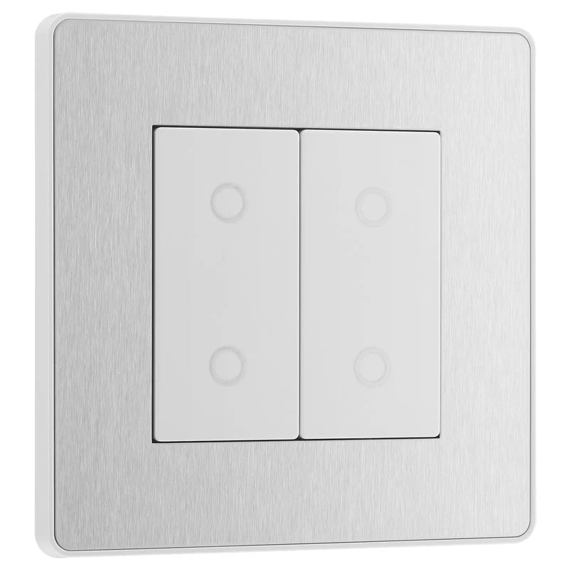 BG Electrical Evolve Brushed Steel - Double, 2 way touch, 200W, master