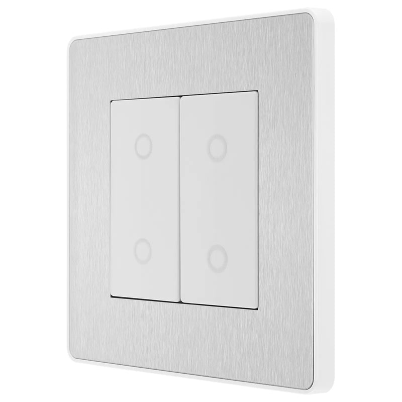BG Electrical Evolve Brushed Steel - Double, 2 way touch, 200W, master