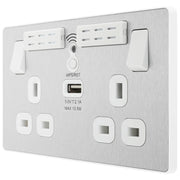 BG Electrical Evolve Brushed Steel - Double, switched, single pole, WiFi Extender + USB A