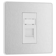BG Electrical Evolve Brushed Steel - Single, RJ45 telephone socket