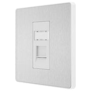 BG Electrical Evolve Brushed Steel - Single, RJ45 telephone socket