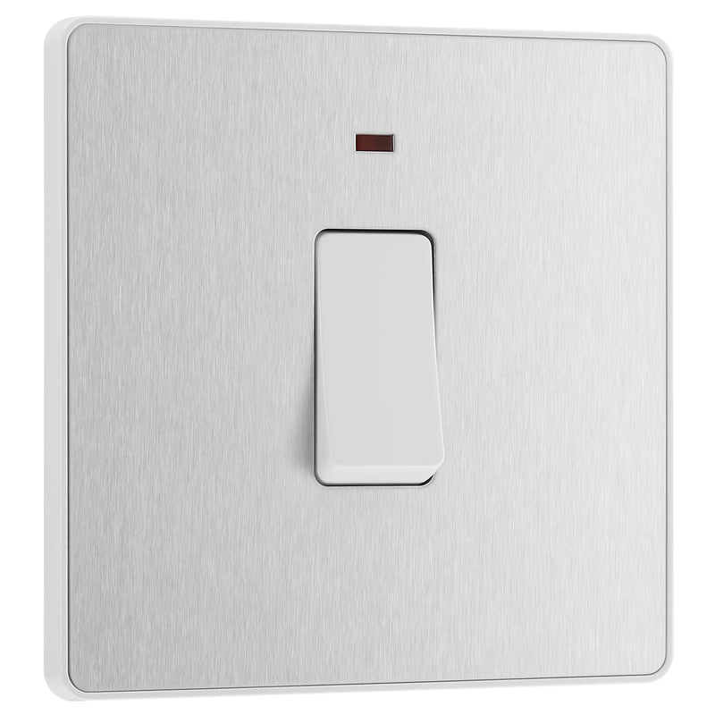 BG Electrical Evolve Brushed Steel - 20A, double pole, with indicator