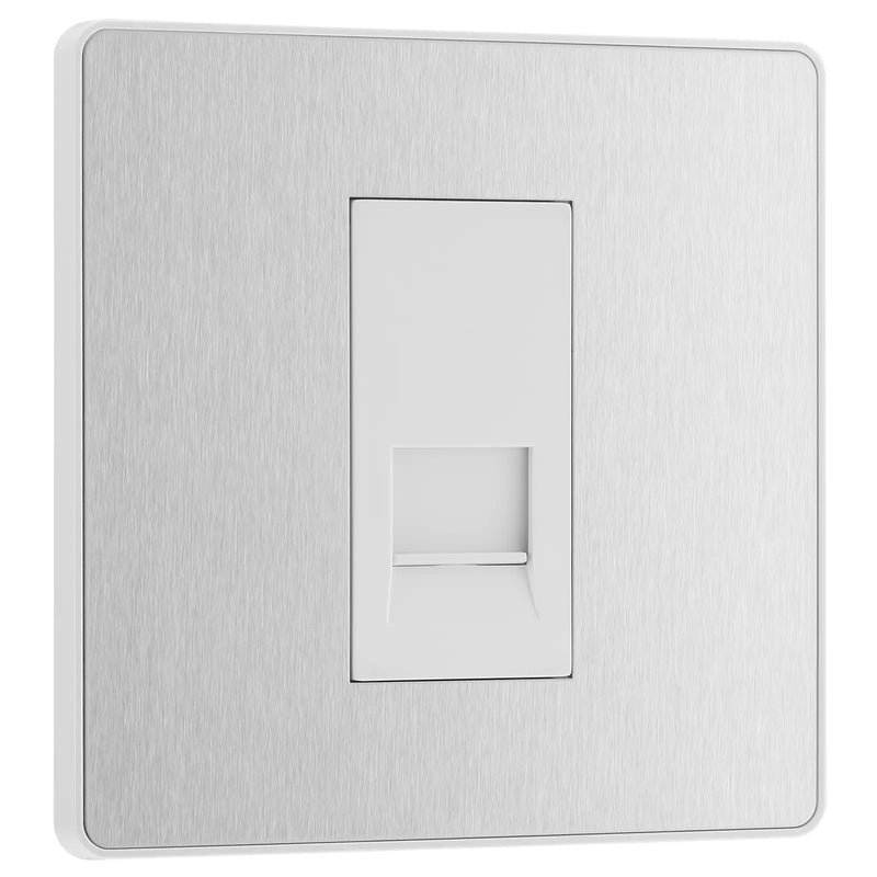 BG Electrical Evolve Brushed Steel - Single, telephone socket, secondary