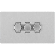 BG Electrical Evolve Brushed Steel - Triple, 2 way push 200W