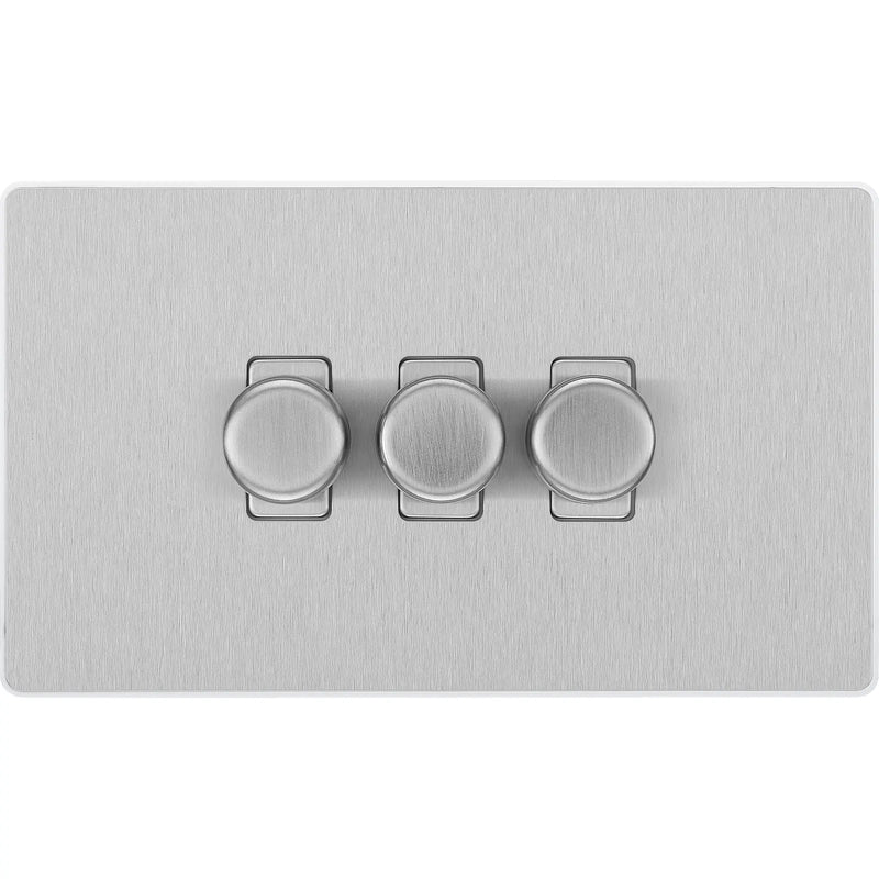 BG Electrical Evolve Brushed Steel - Triple, 2 way push 200W