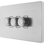 BG Electrical Evolve Brushed Steel - Triple, 2 way push 200W
