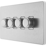 BG Electrical Evolve Brushed Steel - Quadruple, 2 way push 200W