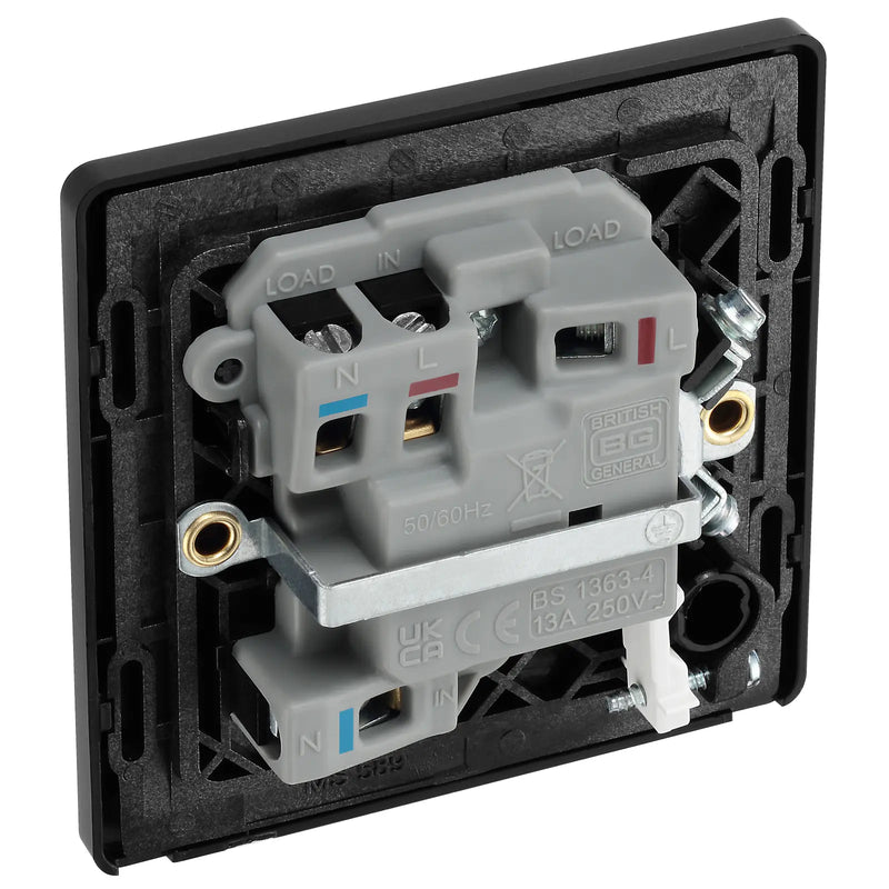 BG Electrical Evolve Matt Black - Switched and fused with indicator