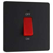 BG Electrical Evolve Matt Black - 45A, double pole, single plate, with indicator