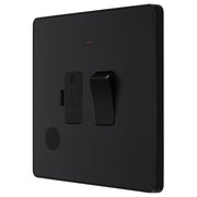 BG Electrical Evolve Matt Black - 45A, double pole, single plate, with indicator