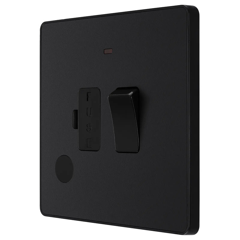 BG Electrical Evolve Matt Black - 45A, double pole, single plate, with indicator