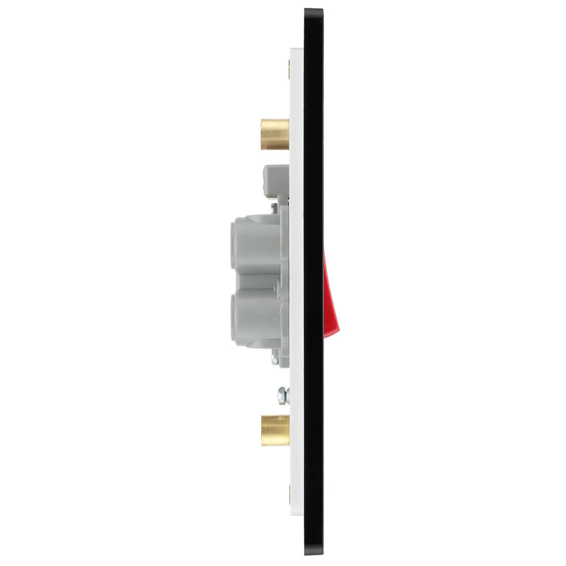BG Electrical Evolve Matt Black - 45A, double pole, large plate, with indicator