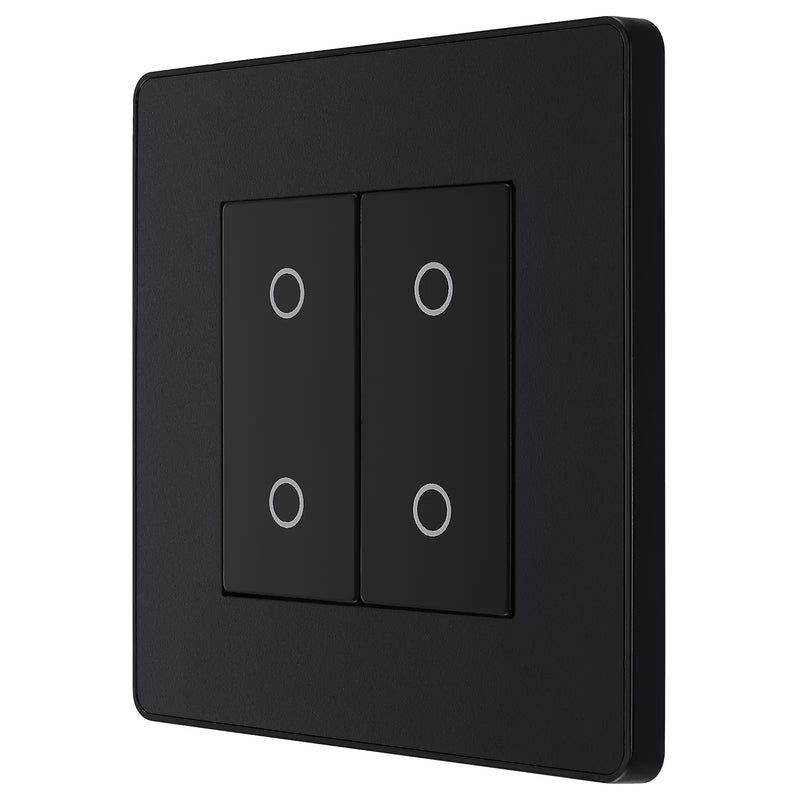BG Electrical Evolve Matt Black - Double, 2 way touch, 200W, master