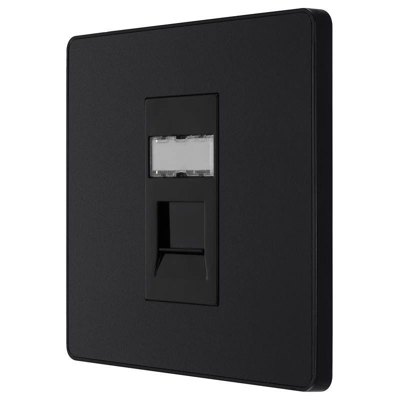 BG Electrical Evolve Matt Black - Single, RJ45 telephone socket