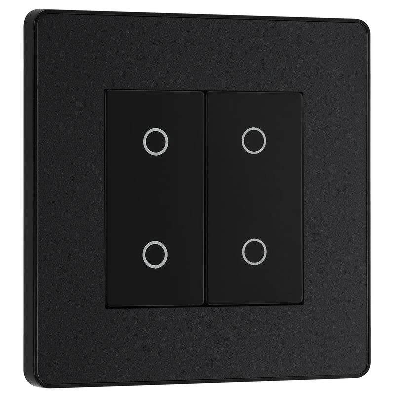 BG Electrical Evolve Matt Black - Double, 2 way touch, 200W, secondary