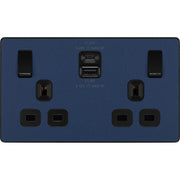 BG Electrical Evolve Matt Blue - Double switched single pole, with USB A + C (22W)