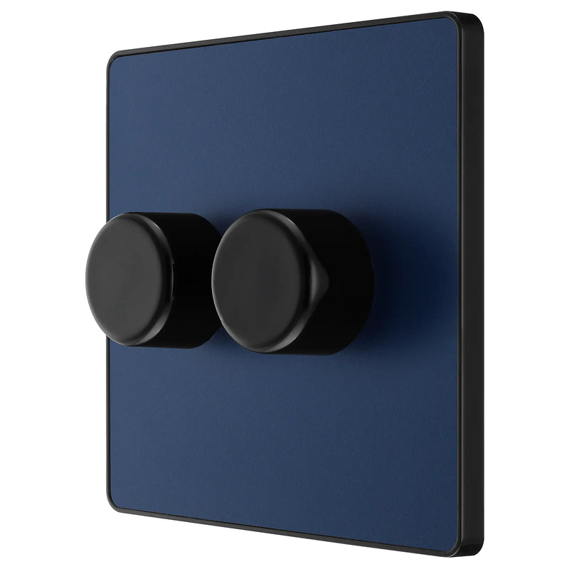 BG Electrical Evolve Matt Blue - Double, 2 way push 200W
