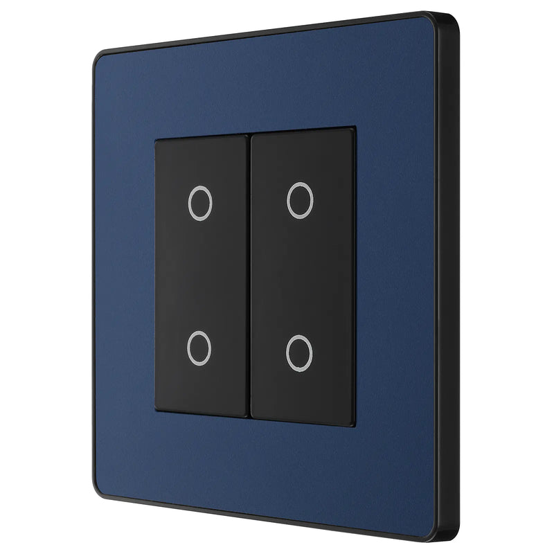 BG Electrical Evolve Matt Blue - Double, 2 way touch, 200W, master