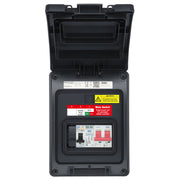 Sync Energy Consumer Unit - 5 Module, IP66, Plastic, Grey, 100A Main Switch,40A 30mA Double Pole RCBO, Type A, Type 2 SPD + 1 spare way