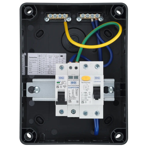 Sync Energy Consumer Unit - 5 Module, IP66, Plastic, Grey, 40A 30mA RCD, Type A, 40A MCB, Type 2 SPD + 1 spare way