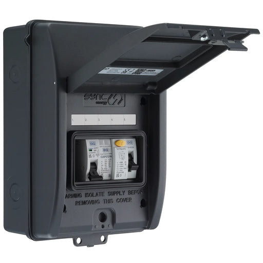 Sync Energy EV Circuit Protection - 5 Module EV Consumer Unit with 40A 30mA Type A RCD, 40A MCB, Type 2 SPD, IP65 - Grey