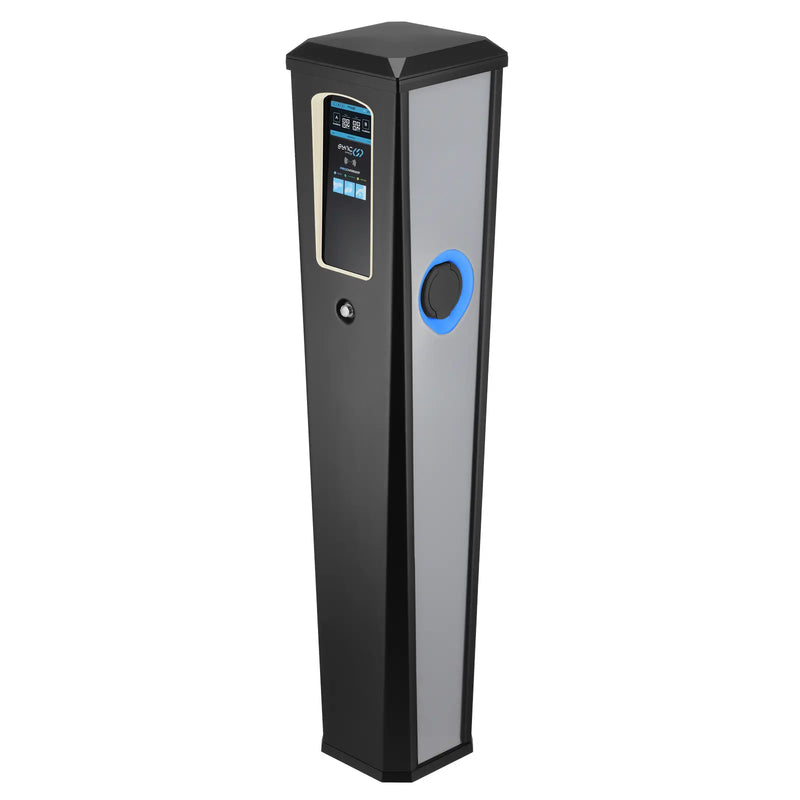Sync Energy Pro Charger - Bollard EV Charger, Dual Socket, Three Phase 2x11kW Integrated Mid Meter, 4G