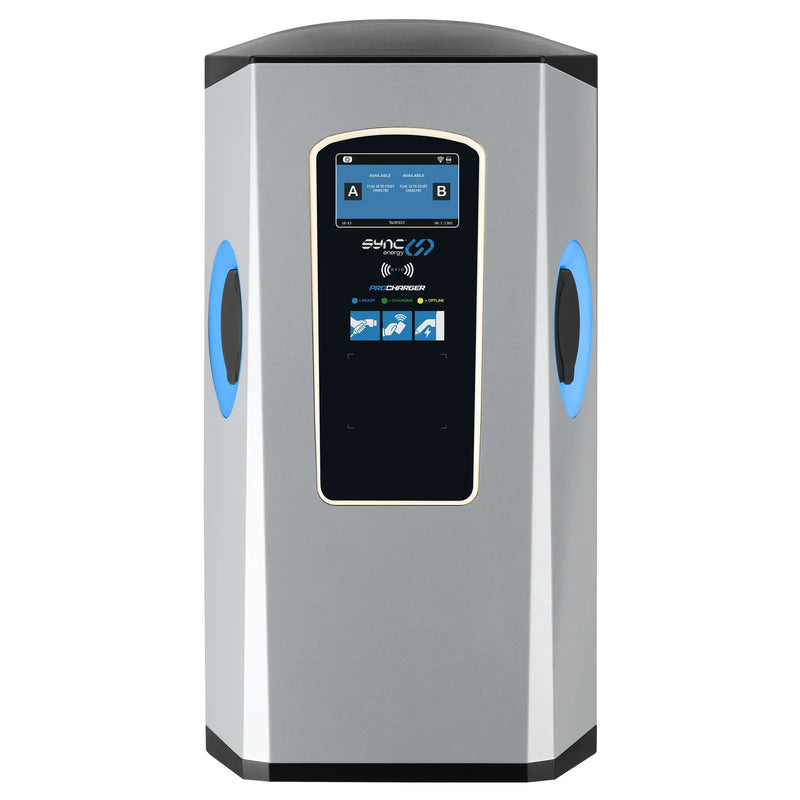 Sync Energy Pro Charger - EV Twin Wall Pro Charger, Single Phase, 2 x 7.4kW - 4G, MID Meter